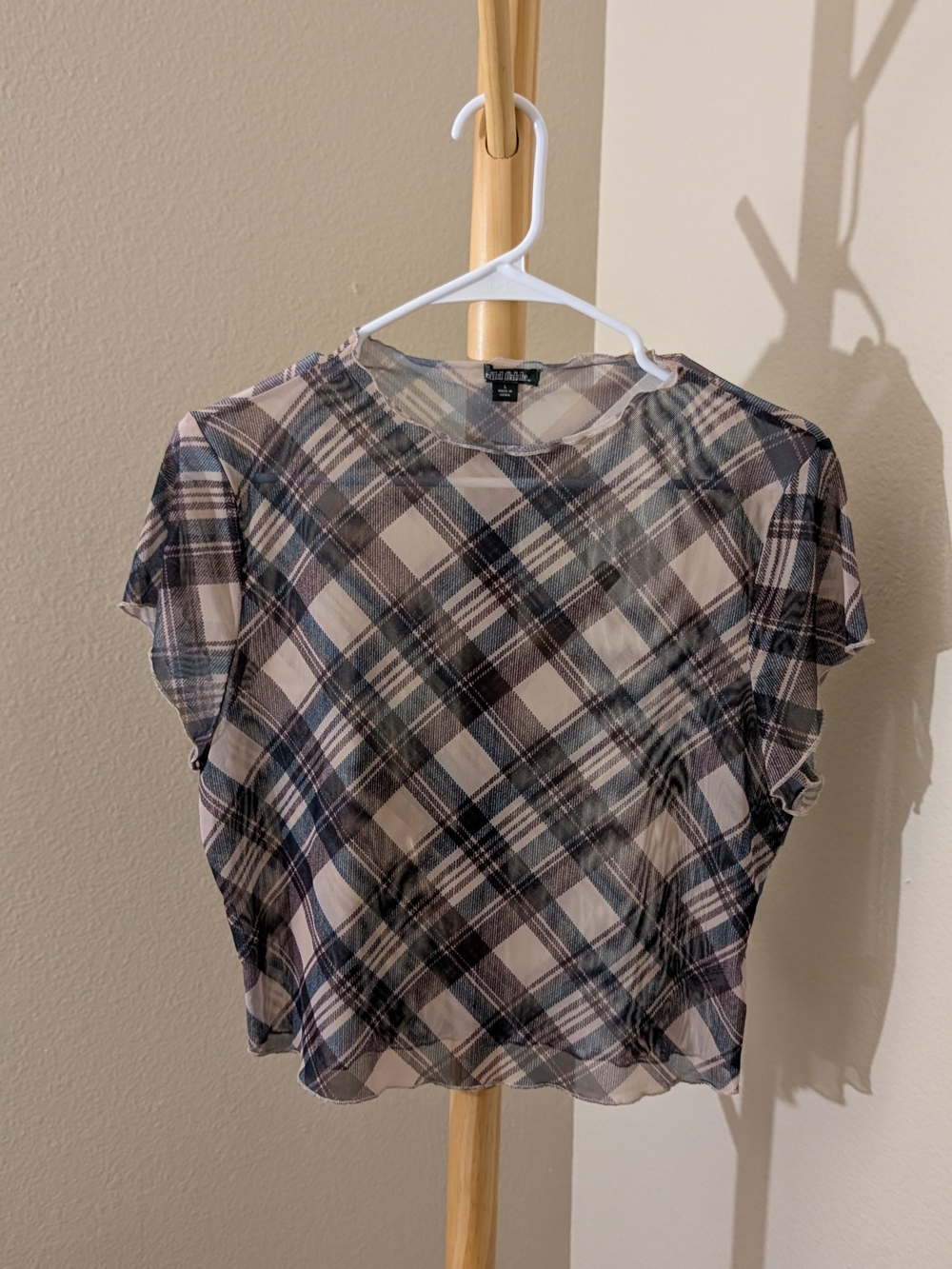 wild fable Black and Cream Plaid Crop Top